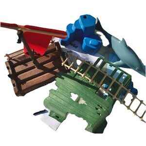 Vtg 90s Playmobil 3736 Pirate Raft & 5779 Shipwreck Incomplete Set Replacement